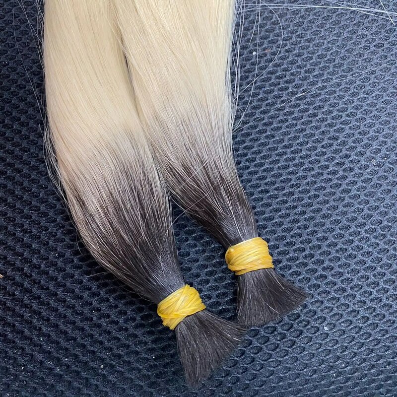 Sprzedaż hurtowa dziewiczych włosów przedłuża masową fabrykę 12A Ombre blond rosyjski skórek wyrównany Cabello Humano naturalny doczepy z ludzkich włosów