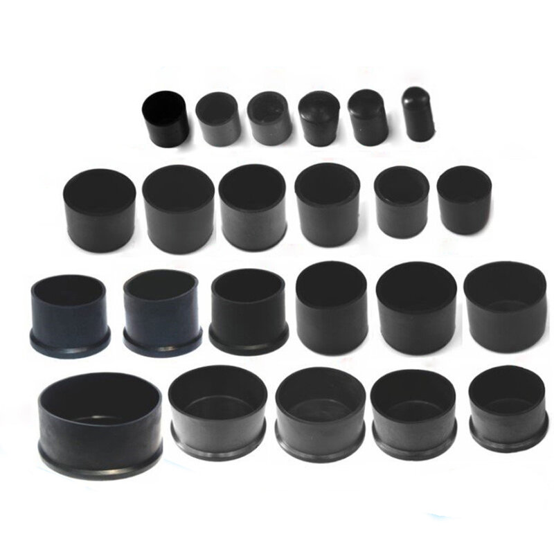 2/10 pcs pipe cap pvc 6mm-63mm black chair foot table hold pipe end protective caps Cap rubber PVC