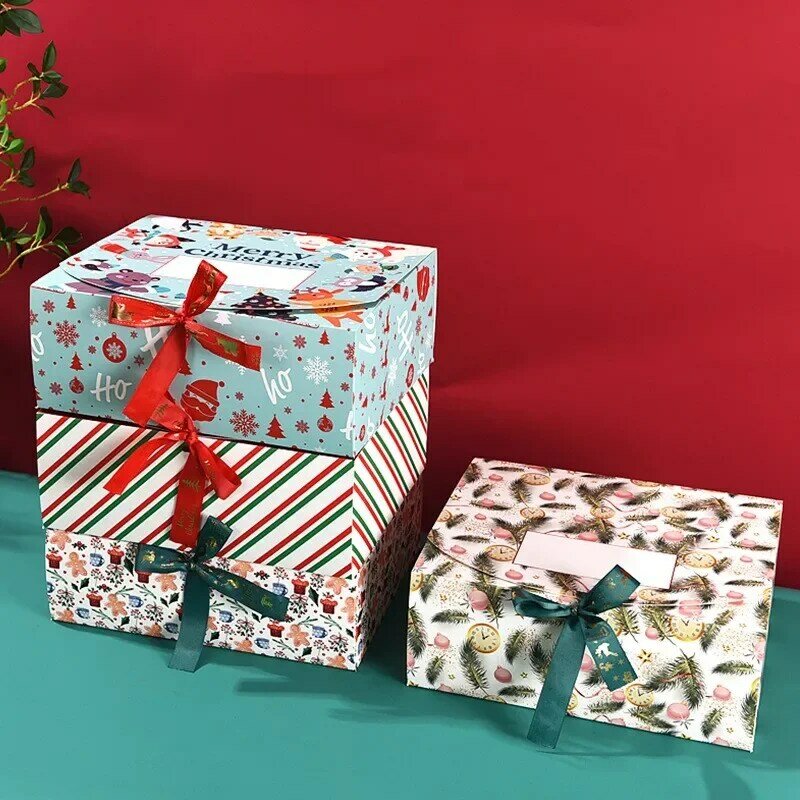 Spersonalizowany produkt 2024 nowe pudełko papierowe kubki imprezowe ozdoby pudełko prezentowe ze wstążką dla opakowanie na ciasto