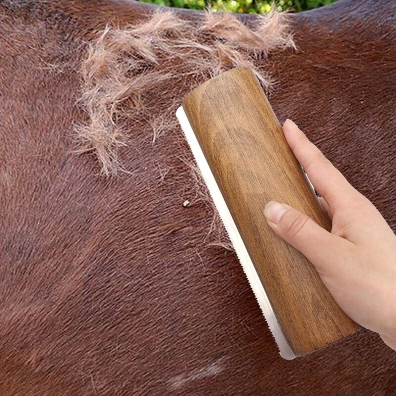 Horse Groomings Brush Scrapers Wooden Handle Horse Shedding Brush Groomings Tool Painlessly Remove of Loose Hair, Furs & Dirt