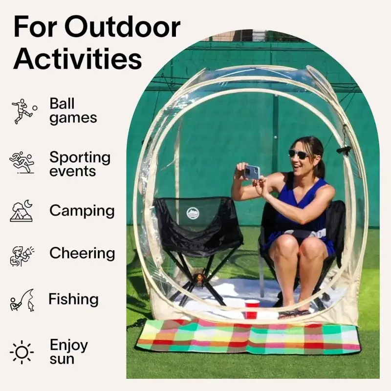 EighteenTek Pod-Tente de sport tous temps avec sol scellé, abri instantané, tente à bulles extérieure, tente de pluie, camping, soleil S
