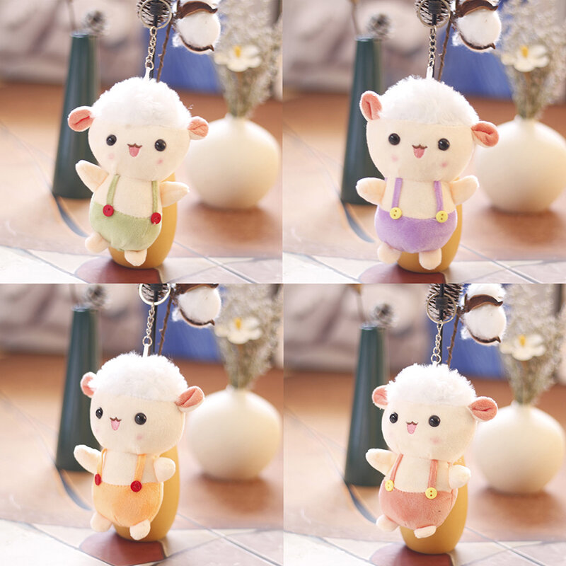 Mini llavero con correa para mujer, colgante de oveja pequeña, juguete de peluche de cordero, bolso colgante, regalo, 12cm