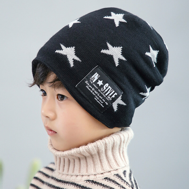 Lovely children's winter wool hat neck cover Korean version thickened warm knitted hat baby children's caps hat scarf set