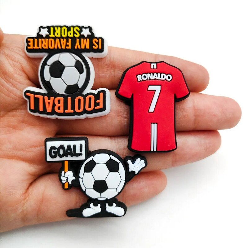 New 18pcs/set Types of football Shoe Charms PVC Shoe Accessories Sandals Decoration for croc Charms jibz kids  X-mas gift