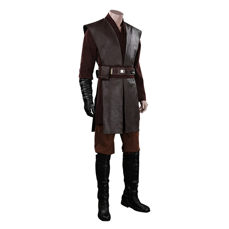 Adult Men Anakin Cosplay Fantasy Movie Space Battle Roleplaying Costume Cloak Shoes Boots Outfits Halloween Carnival Party Suit