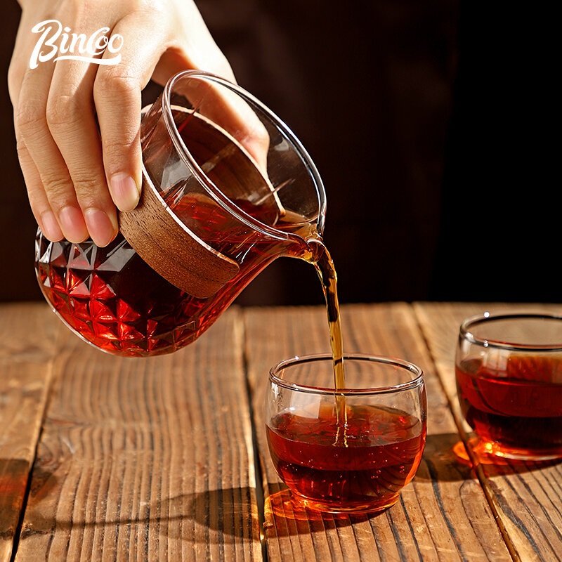Bincoo-ガラス製コーヒー共有ポット、ティーカップ、包丁、ドリップジャグ、家庭およびオフィス用のコールドコーヒーカップ、320ml