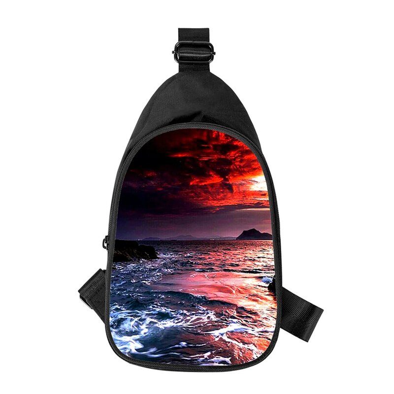 Пляжная сумка через плечо для мужчин и женщин, с 3D-принтом Морского Пейзажа, для школы и мужа, с диагональю