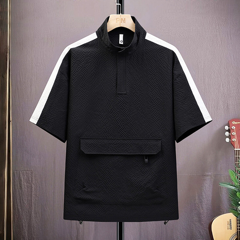 Summer Short Sleeve Shirts Men Plus Size 8XL Fashion Casual Pocket Design Shirt Big Size 8XL