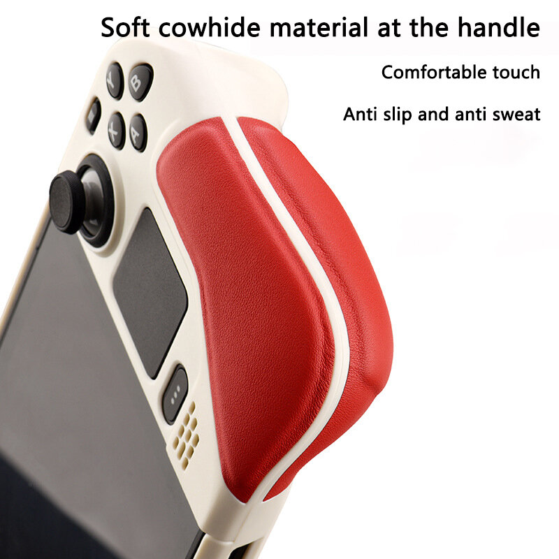 For steam deck protective case Cowhide wrapping host with bracket protective cover Full Protection Case Flip Leather Grip