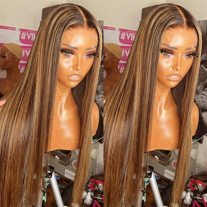 Highlight Lace Frontal Wigs Human Hair 13x4 13x6 HD Lace Front Wig Ombre Blonde 4/27 Colored Straight Lace Frontal Wig For Women