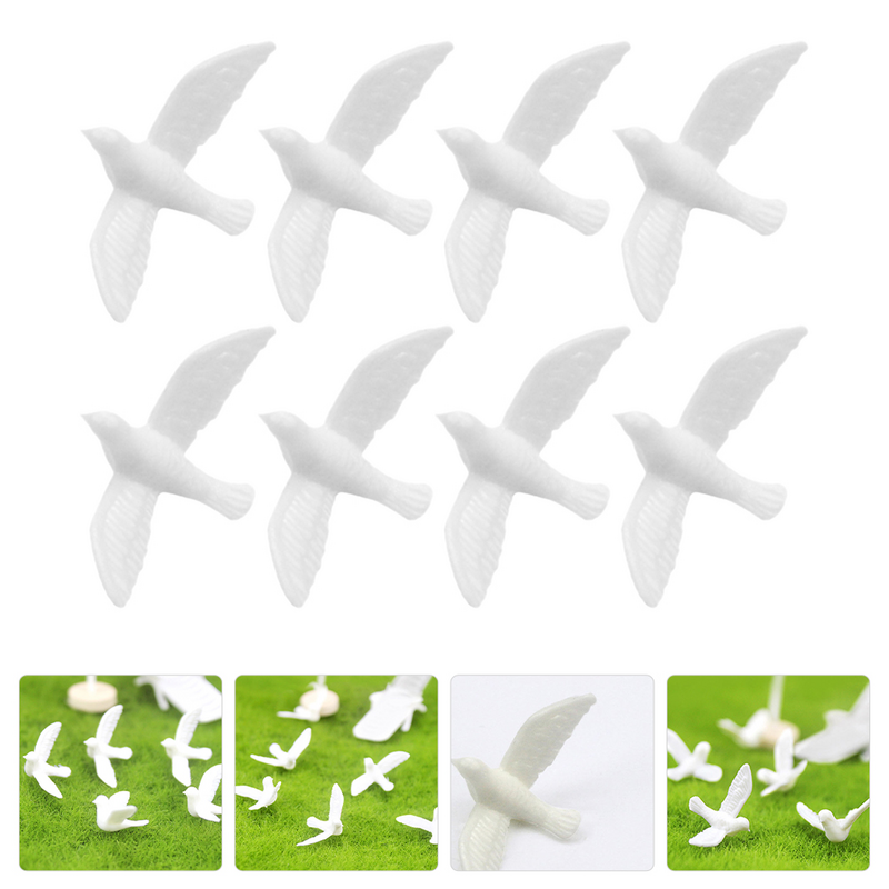 8 Stück Zubehör kleine weiße Taube Modell Kinderspiel zeug Vogel Figur Harz Miniatur
