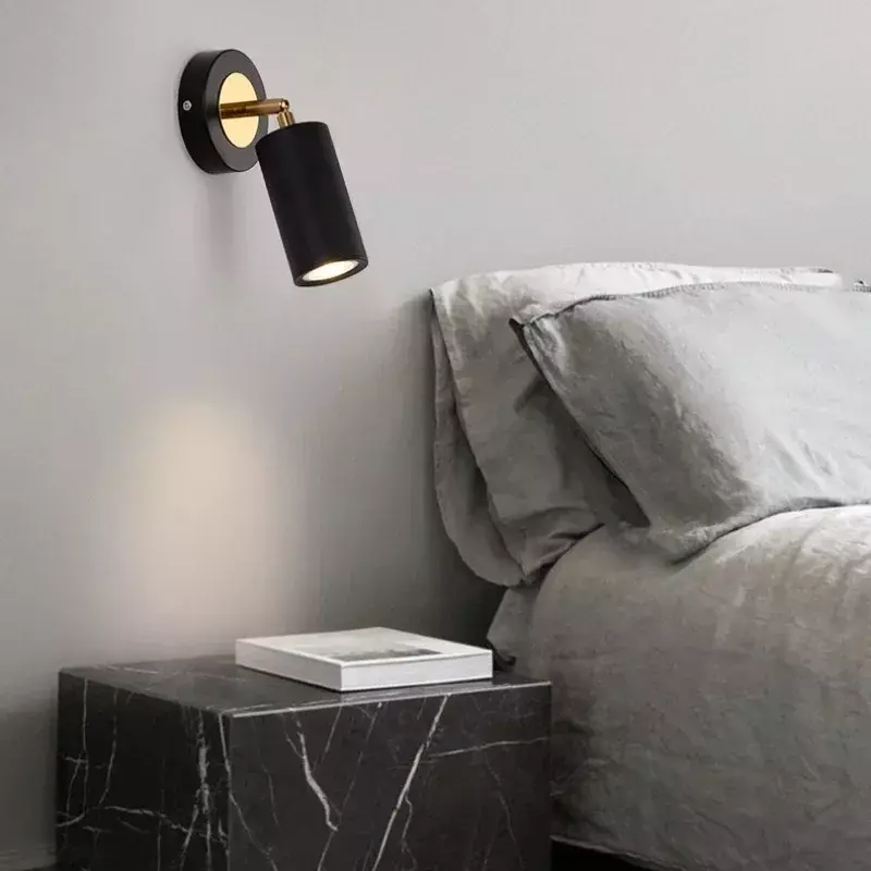 침대 옆 벽 램프 독서등, 심플하고 모던한 침실 소형 스포트라이트, 미니멀리스트 크리에이티브 회전 호텔 복도 벽 램프