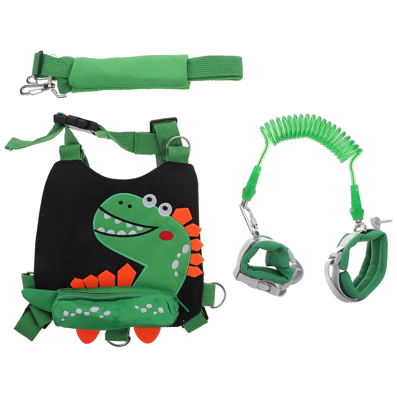 Cinturón antipérdida de dinosaurio de doble propósito, correa para niños, arnés para caminar para bebés, cinturones de alambre de acero para niños