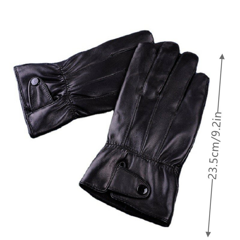 Мужские зимние кожаные перчатки, черные перчатки на пуговицах, теплые варежки для мужчин, роскошные натуральные варежки из искусственной кожи для вождения, аксессуары 2023