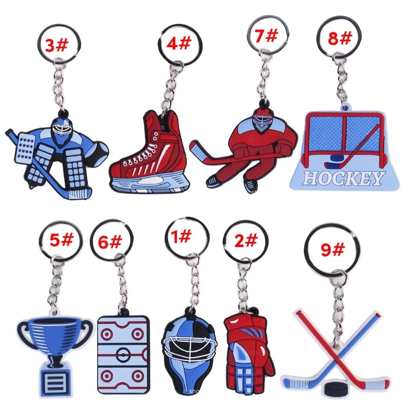 Porte-clés pendentif sport Hockey sur glace, dessin animé, sport d'hiver, porte-clés à breloques, porte-clés voiture, à