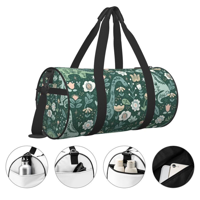 Travel Bag Folk Floral Dinosaur Gym Bag Animal Cartoon Oxford Sports Bags Large Capacity Yoga Handbag Fitness Bag For Couple