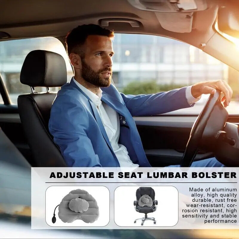 Cuscino posteriore gonfiabile per sedia da ufficio per auto cuscino portatile regolabile con schienale inferiore ad aria ferma con pompa da viaggio a casa