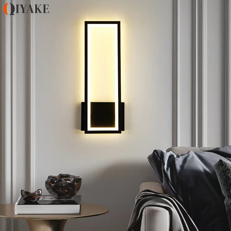 مصابيح الحائط الحديثة LED الحد الأدنى لديكور المنزل ، ضوء الجدار الأسود والأبيض ، غرفة المعيشة ، غرفة النوم ، السرير ، تركيبات الإضاءة الممر