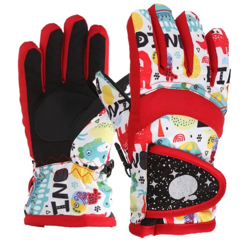 Waterproof Snow Ski Gloves Cute Winter Warm Cartoon Snowboard Gloves Cold-proof Thick Sports Mittens Kids