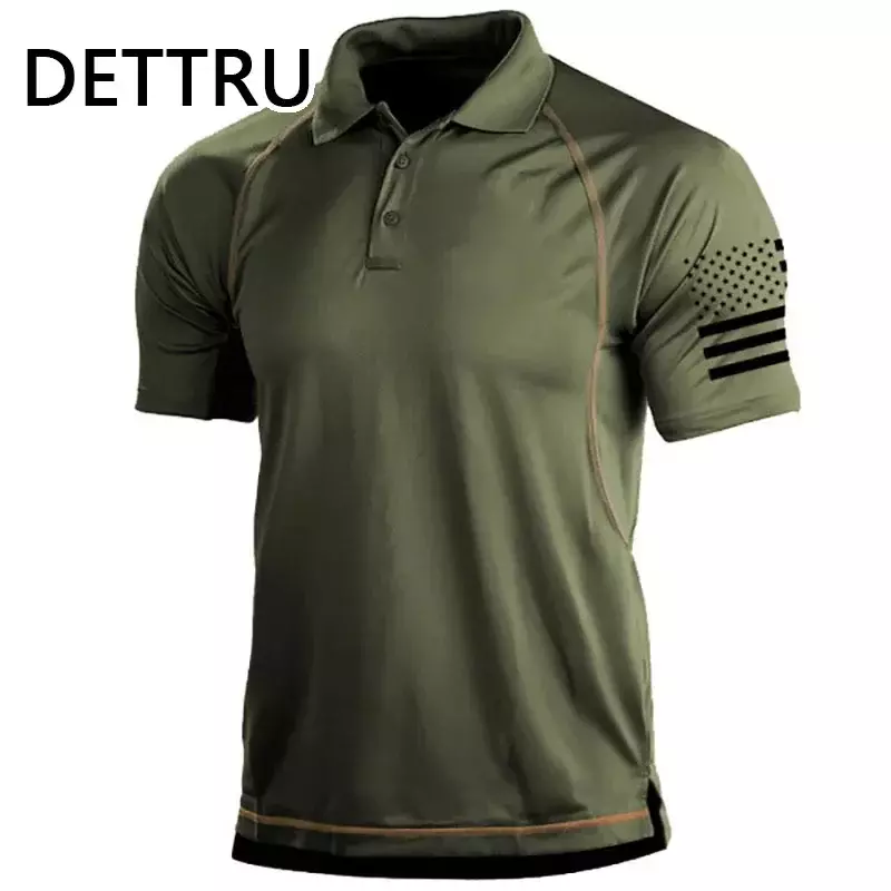 DETTRU-Camisetas masculinas de verão, atividades ao ar livre, tático esportes polo colarinho, moletons bottoming