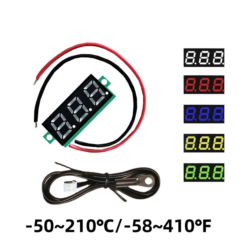 Termometer Digital LED 0.28 inci,-50 ~ 210 ℃/-58 ~ 410 ℉ dengan Probe logam NTC untuk pengujian air Fishpond penggunaan eksternal Internal Mobil