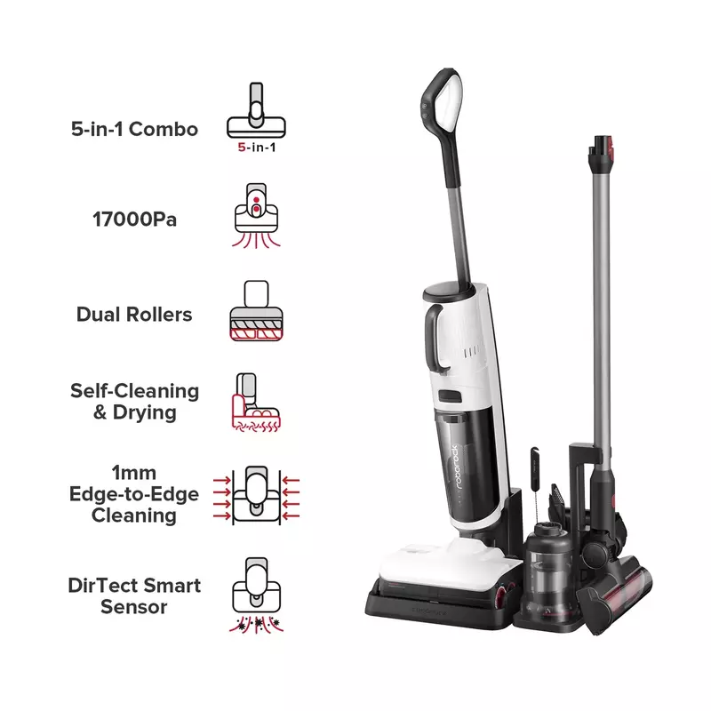 Roborock Dyad Pro Combo 5-in-1 Wet and Dry Vacuum Cleaner 17000Pa Suction Edge Cleaning Self-Cleaning & Self-Drying App Control