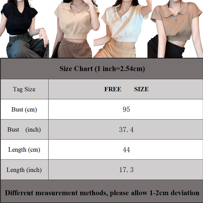Navel-baring Top Women T-shirt Simple Summer Clothing Sweet T-shirt For Hot Girls Y2K Basic Lapel Casual Comfort