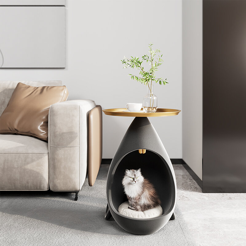 Nordic sofá mesa lateral sala de estar quarto mesa de cabeceira bandeja gato ninho café moderno armazenamento mesa chá mobiliário para animais estimação decoração