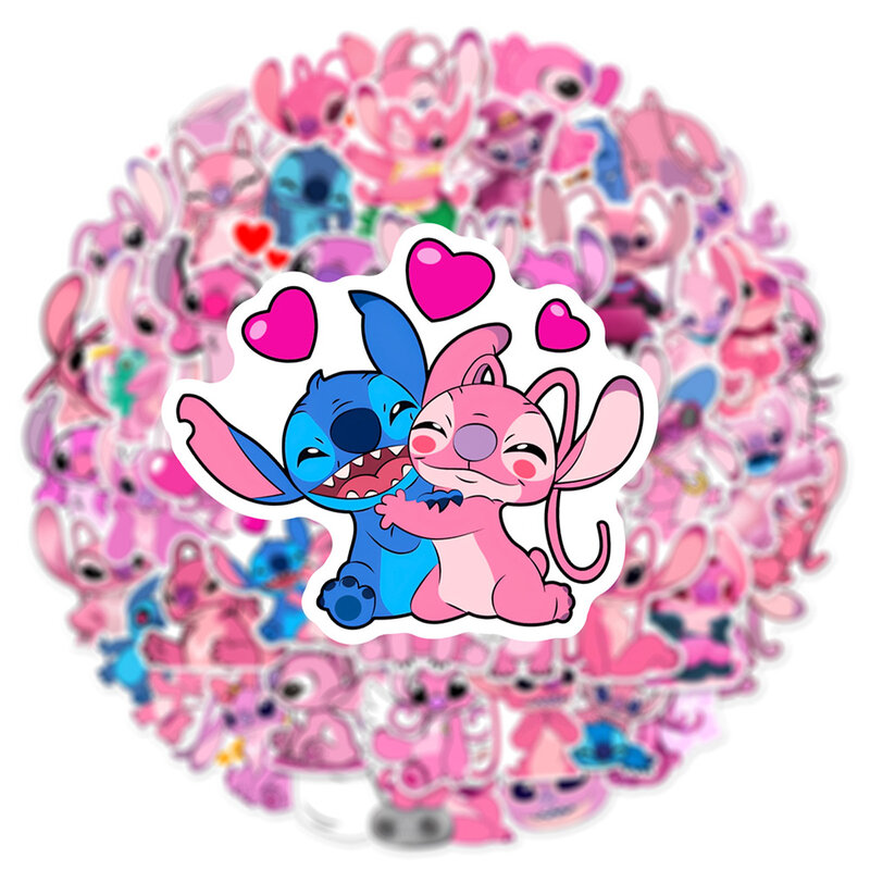 10/30/50pcs Kawaii Disney Lilo & Stitch Angel Stickers Cute Pink Anime Character Sticker DIY Phone Diary Luggage Graffiti Decals