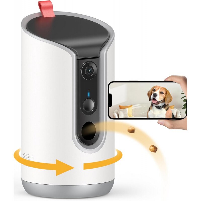كاميرا الحيوانات الأليفة مع كاميرا هاتف 2K Pet App ، كاميرا منظر كلب ° ، حديث ذو اتجاهين ، داخلي للتحكم عن بعد ، 5G و G WiFi