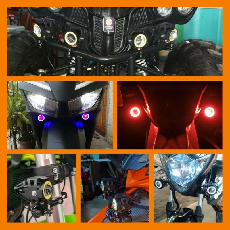 天使の目-オートバイ用のLED補助ライト,拡張可能なライト,12V,フラッシュ,長距離,フォグライト