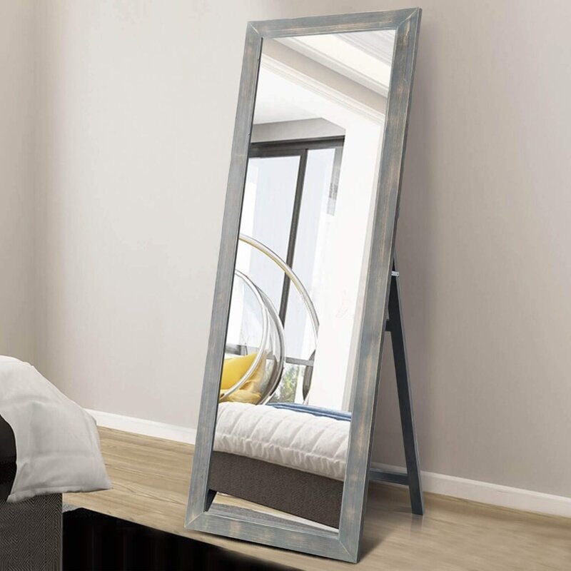 مرآة أرضية بطول كامل ، مرآة مثبتة على الحائط ، غرفة نوم ، غرفة تغيير الملابس ، طبيعية ، 65 بوصة × 22 بوصة