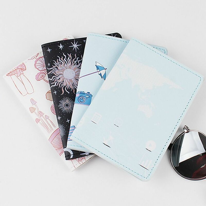 Обложка для паспорта с мультяшным рисунком, аксессуары для путешествий, кожаная дорожная Обложка для паспорта в виде гриба для мужчин и женщин, держатель для карт, удостоверения личности