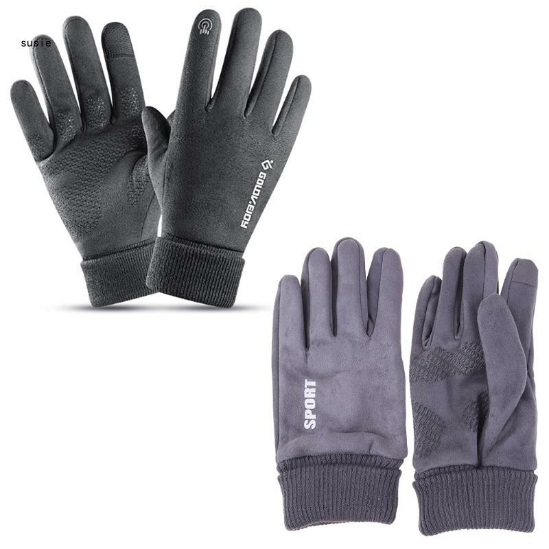 X7YA-guantes ciclismo para deportes bicicleta, guantes dedo completo para senderismo, guantes gamuza ropa