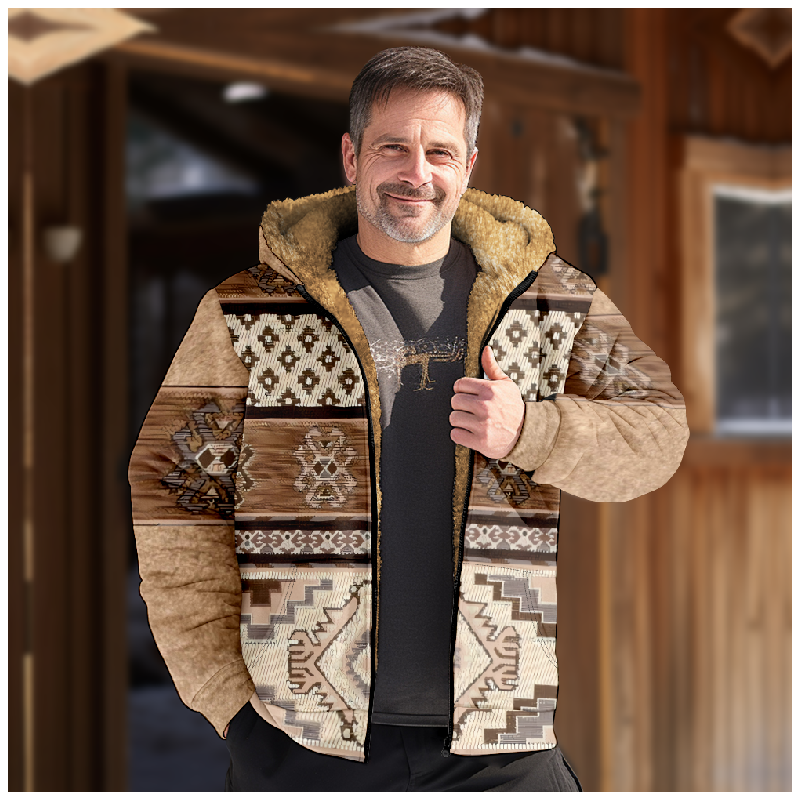 Manteau à capuche en coton italien Totem, imprimé décontracté, manches longues, fermeture éclair, optique, automne, hiver, nouveau, a35