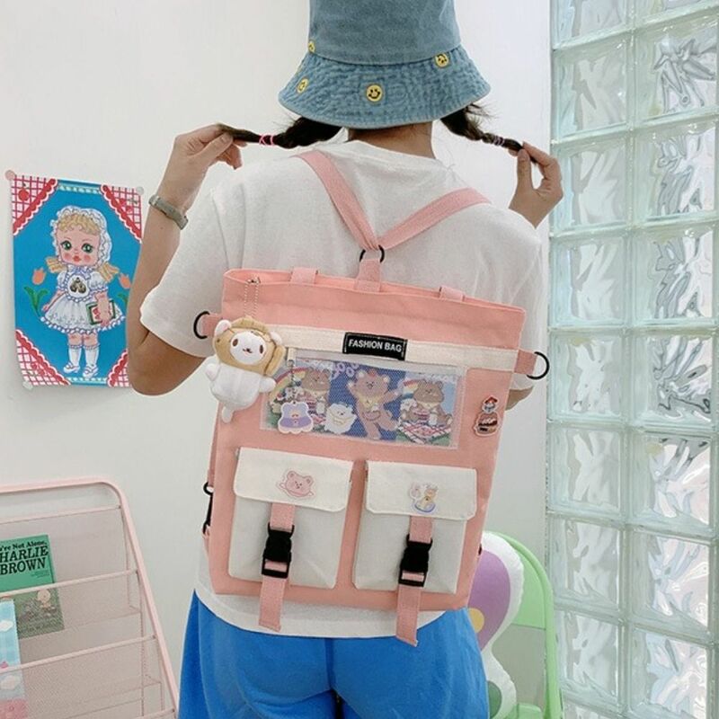 Bolso de hombro de lona de estilo coreano para niña, bandolera para estudiante