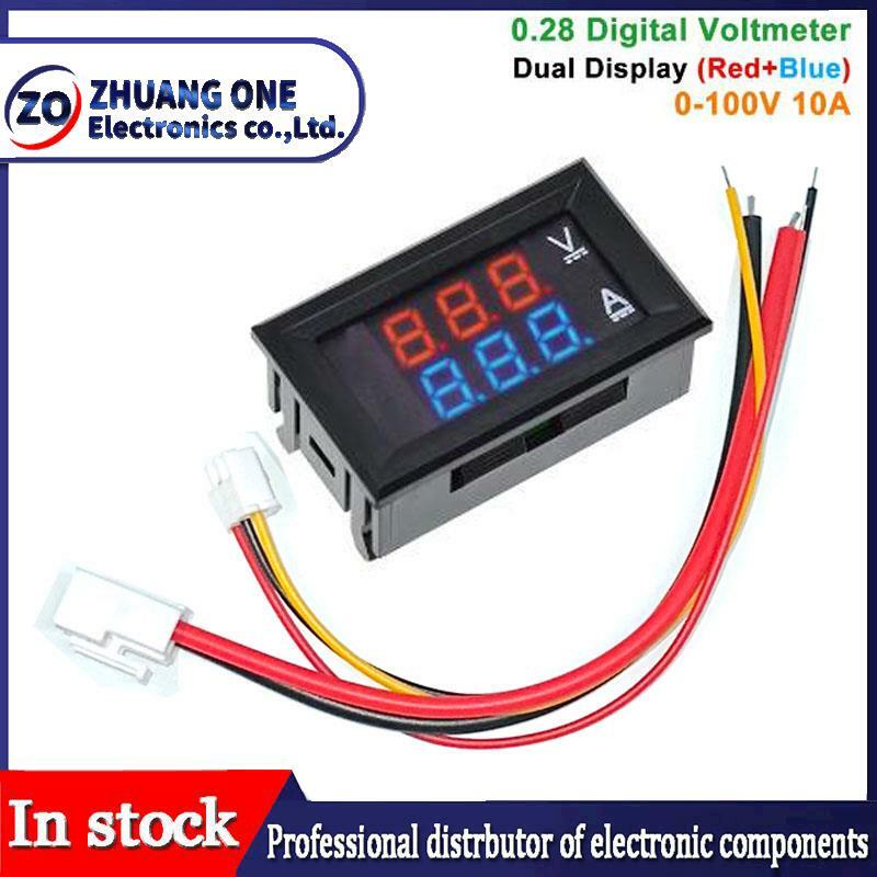 DC 0-100V 10A Voltmeter Ammeter Merah + Biru LED Amp Dual Digital Volt Meter Gauge LED Display Meter Indikator Tegangan Ampermeter