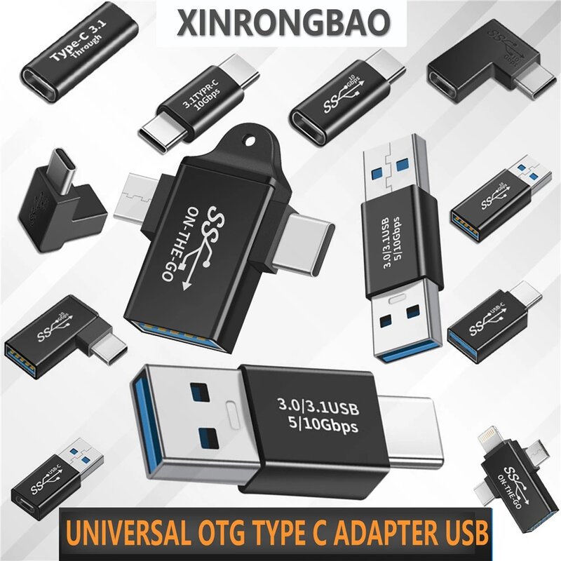 Konverter Extender pengisi daya adaptor tipe C konverter USB-C USB 3.0 ke type-c3.1Male USB mikro betina 10GBps cocok untuk Laptop