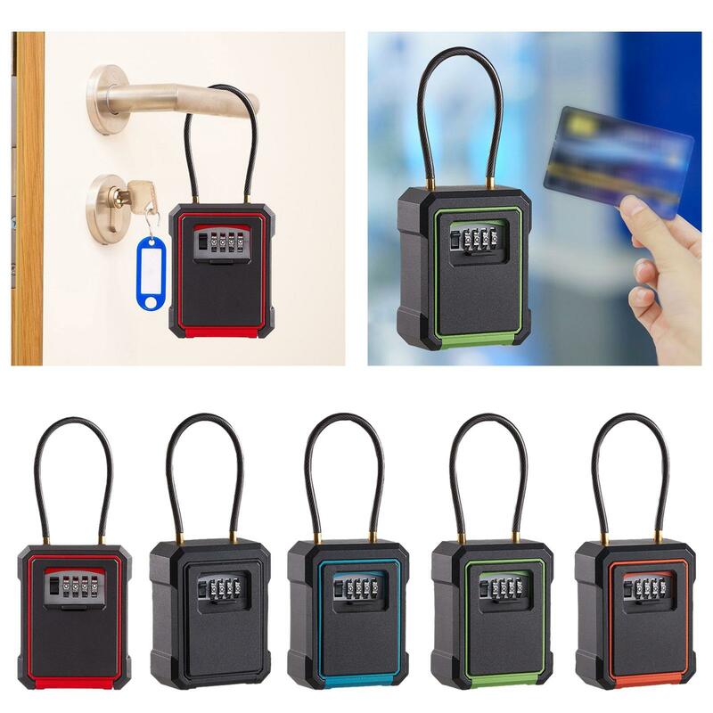Key Lock Box Versatile with 4 Digit Combination Key Storage Box Organizer for Homes Schools Warehouse Indoor Outdoor Pet Sitter