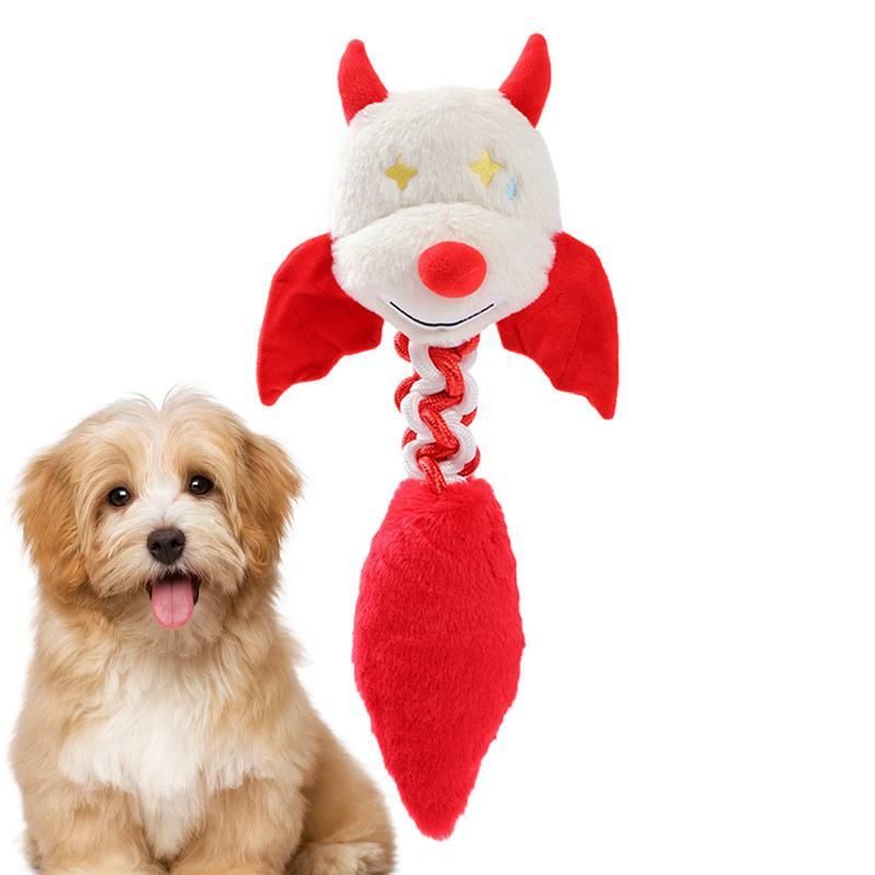 Zabawka ząbkowanie dla piszczący szczeniak psa w zabawka ząbkowanie małego diabła z wbudowanymi piszczałkami dla małych średnich duże psy