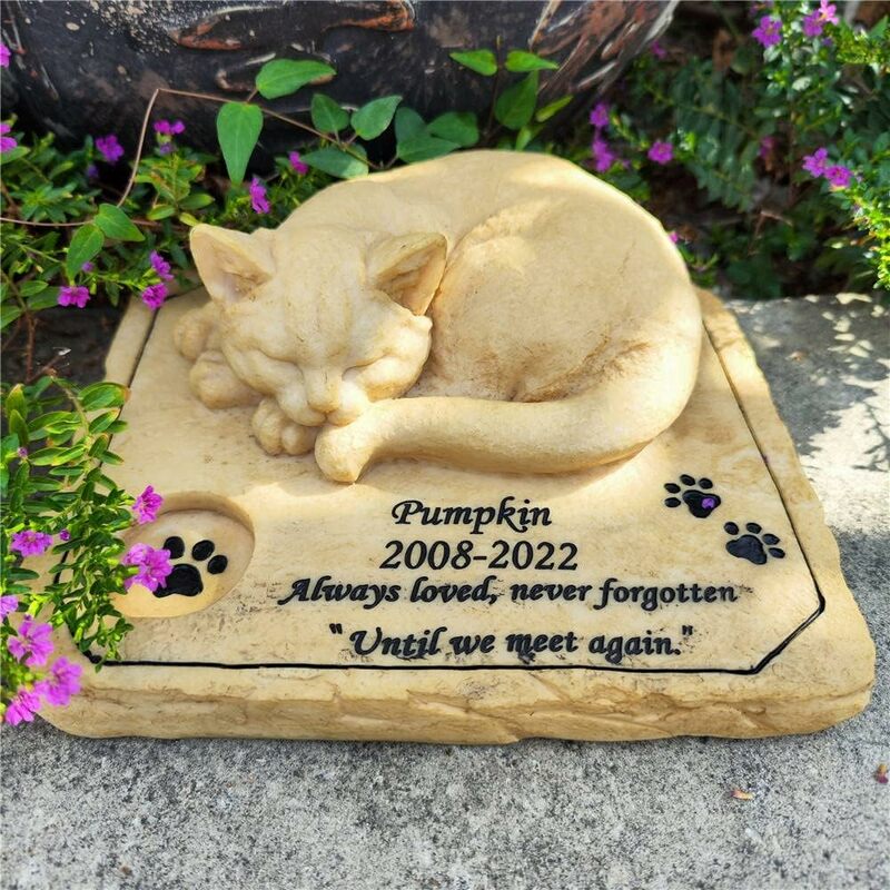 สัตว์เลี้ยงอนุสรณ์หินส่วนบุคคลชื่อวันที่ Cat Memorial หิน Tombstones กลางแจ้งหรือในบ้านสำหรับ Garden Backyard Grave Markers
