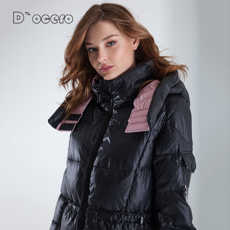 D'ocero 2022ใหม่แฟชั่นฤดูหนาวเสื้อแจ็คเก็ตผู้หญิง X-Long Warm Parkas เบาะ Quilted เสื้อโค้ทหญิงเสื้อกันหนาว Hooded Overwear