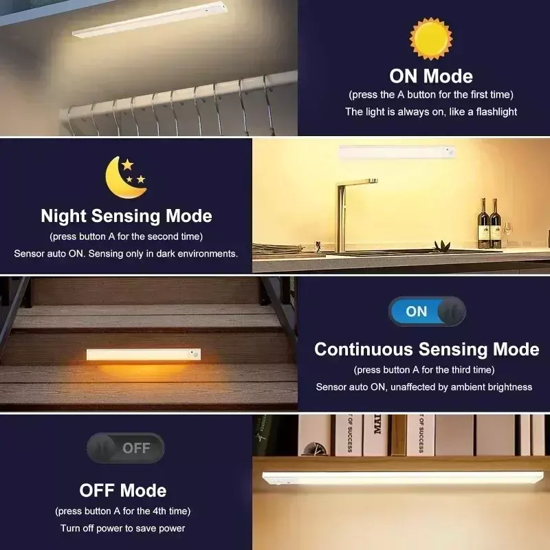 Xiaomi LED Night Light Motion Sensor USB Rechargeable Night Lamp 1500mAh For Room Kitchen Cabinet Staircase Corridor Lighting