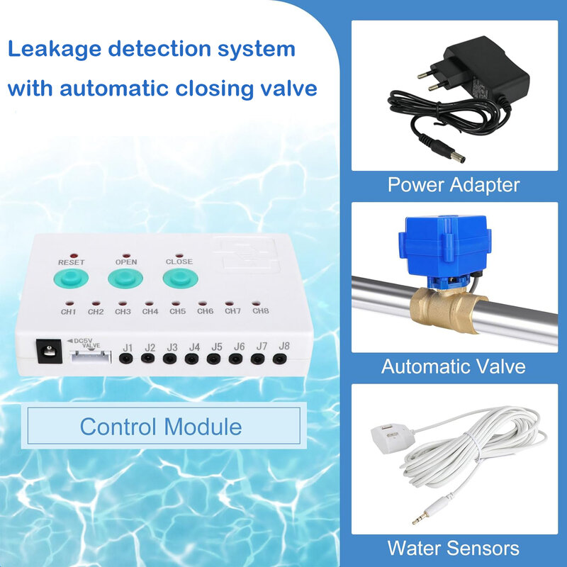 Home Security Detector de Vazamento Essencial, Tap Crane, Long Probe Sensor, Rússia, EUA, DN15, DN20, DN25