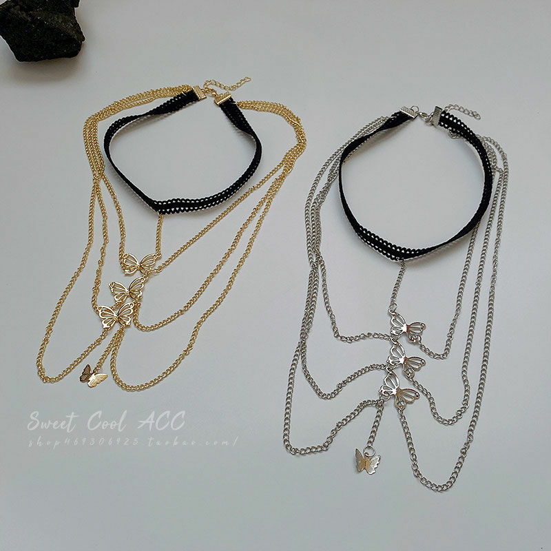 Tassel butterfly leg chain, European and American sexy spicy girl body chain, thigh accessories, trendy and cool
