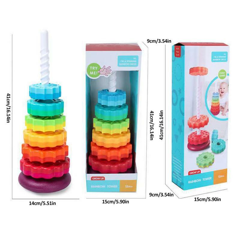 Baby impilabile torri Rainbow Tower Toy SpinningStacking Toy Montessori Educational Cognition Toys