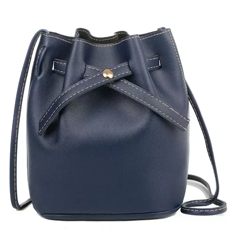 LB014 Women Bucket Shoulder Bag Drawstring Crossbody Fashion Simplicity High-capacity Ladies Synthetic PU Leather