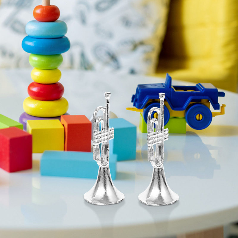 Trompeta para niños, instrumentos de viento musicales, miniaturas de adorno, utilería para actuaciones, juguetes de desarrollo para niños pequeños