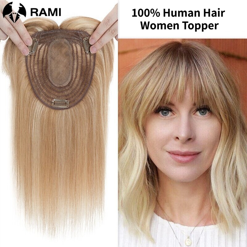Accesorios de cabello humano Natural para mujer, pinzas de pelo liso, postizos de dama, Toppers de Har humano con flequillo