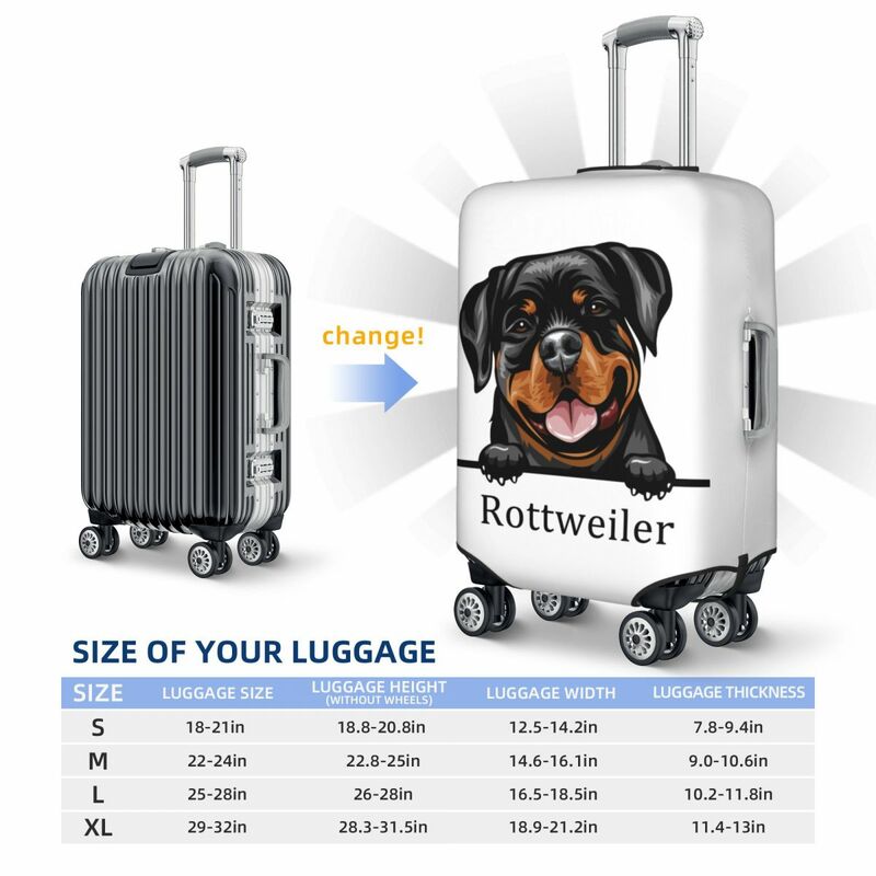 Custom Rottweiler Dog Suitcase Cover Washable Pet Animal Luggage Protective Covers for 18-32 inch
